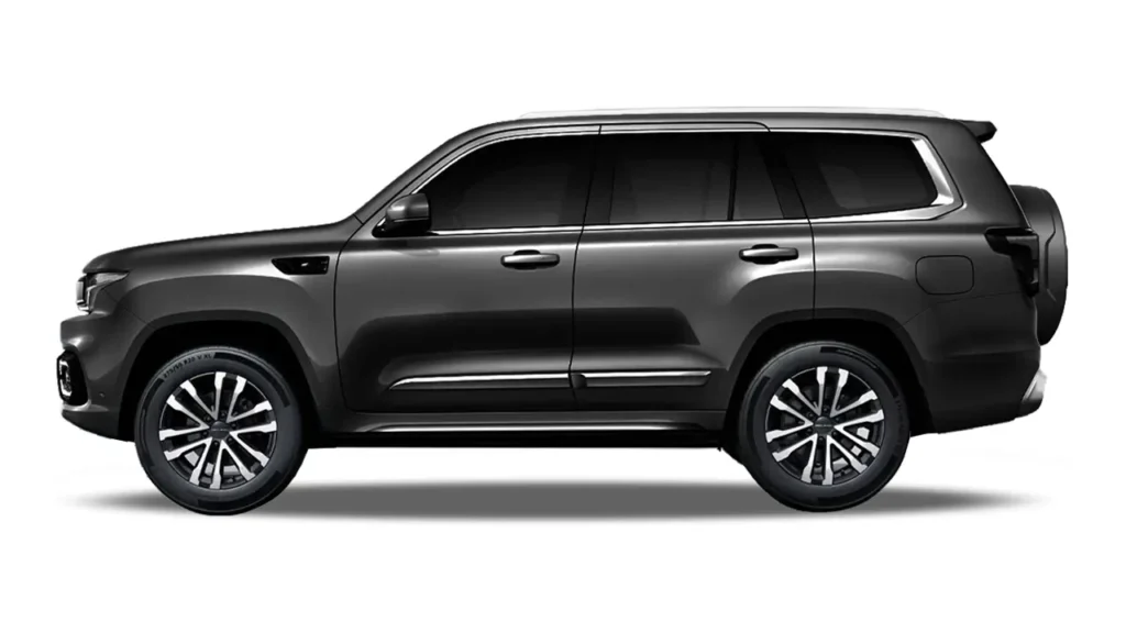 Side view of a black BAIC Beijing BJ60 SUV on a white background.