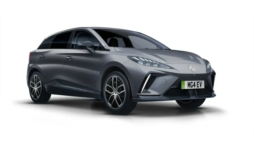 MG 4 EV front-side view in grey color