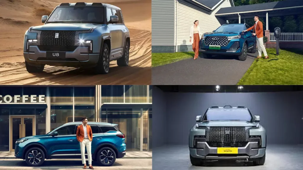 Home | AutoChina Chinese cars of the new generation, including electric and hybrid SUVs, shown in urban, off-road, and home charging environments. Information