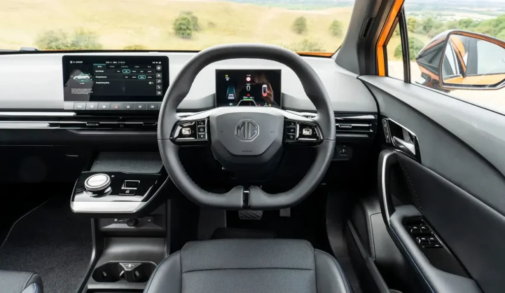 MG 4 EV interior dashboard and steering