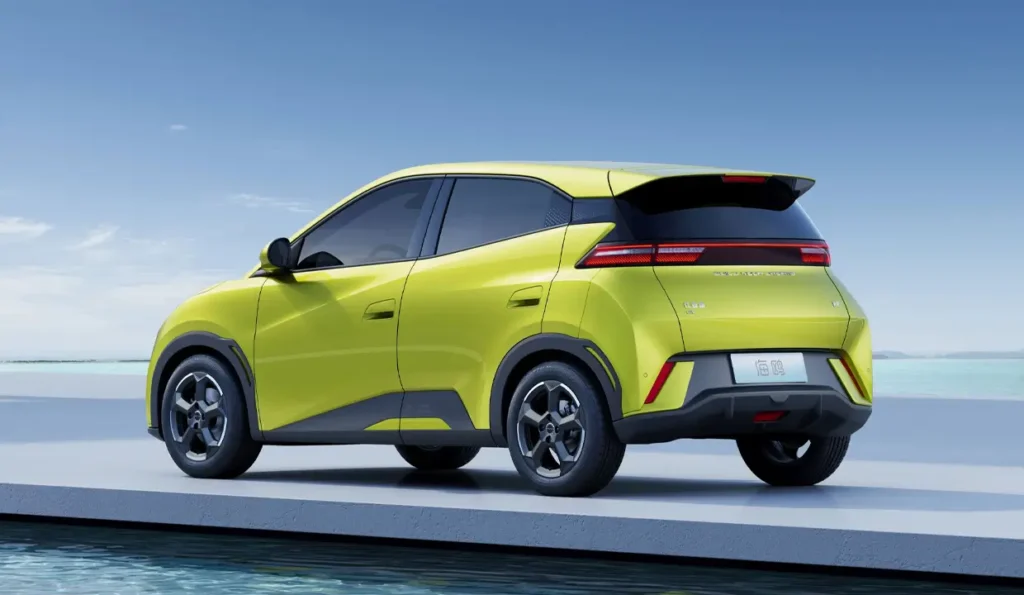 Rear view of BYD Seagull electric car