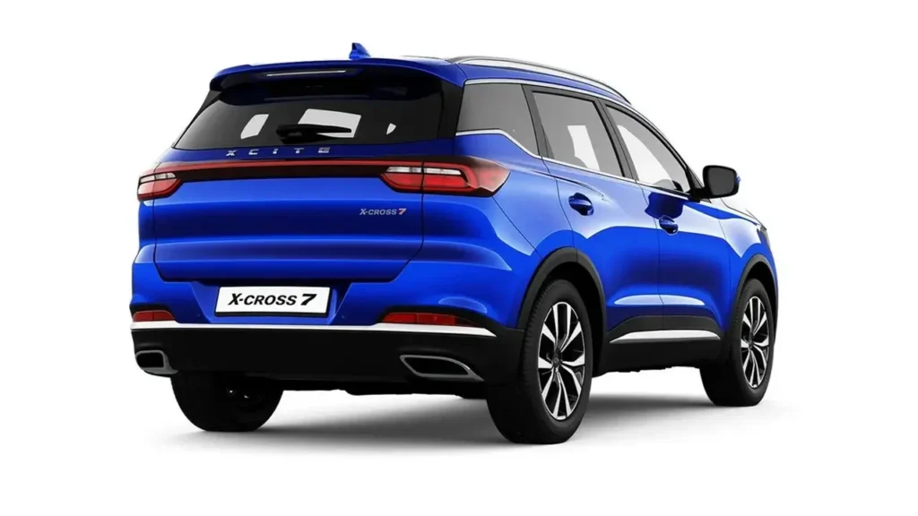 Rear view of XCITE X-Cross 7 SUV in studio lighting