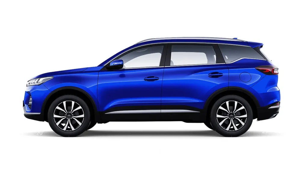 Side view of XCITE X-Cross 7 SUV in blue color