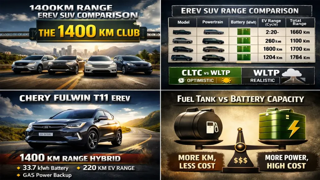1400km range EREV SUV comparison